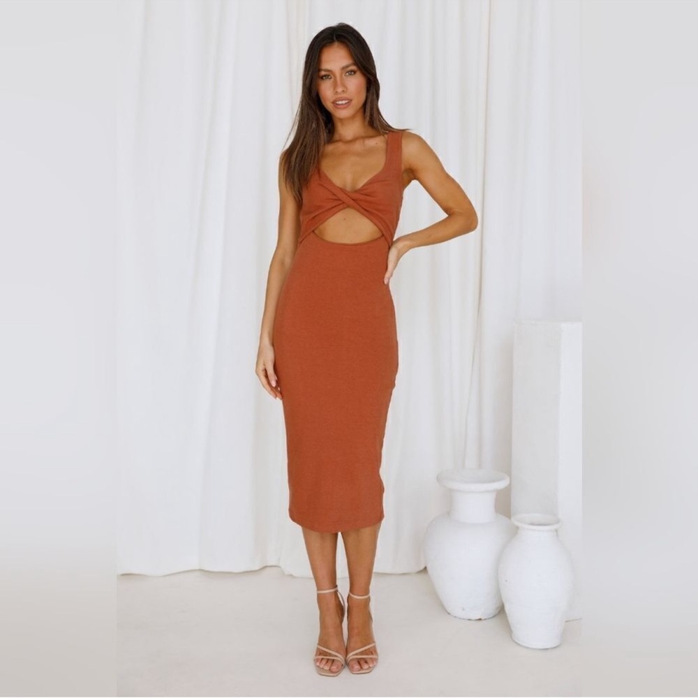 Hello Molly Midi Burnt Orange Dress